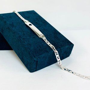 Baby ID Bracelet Sterling Silver/ Baby Heart Bracelet/ Mariner Link 6"/ Pulseras